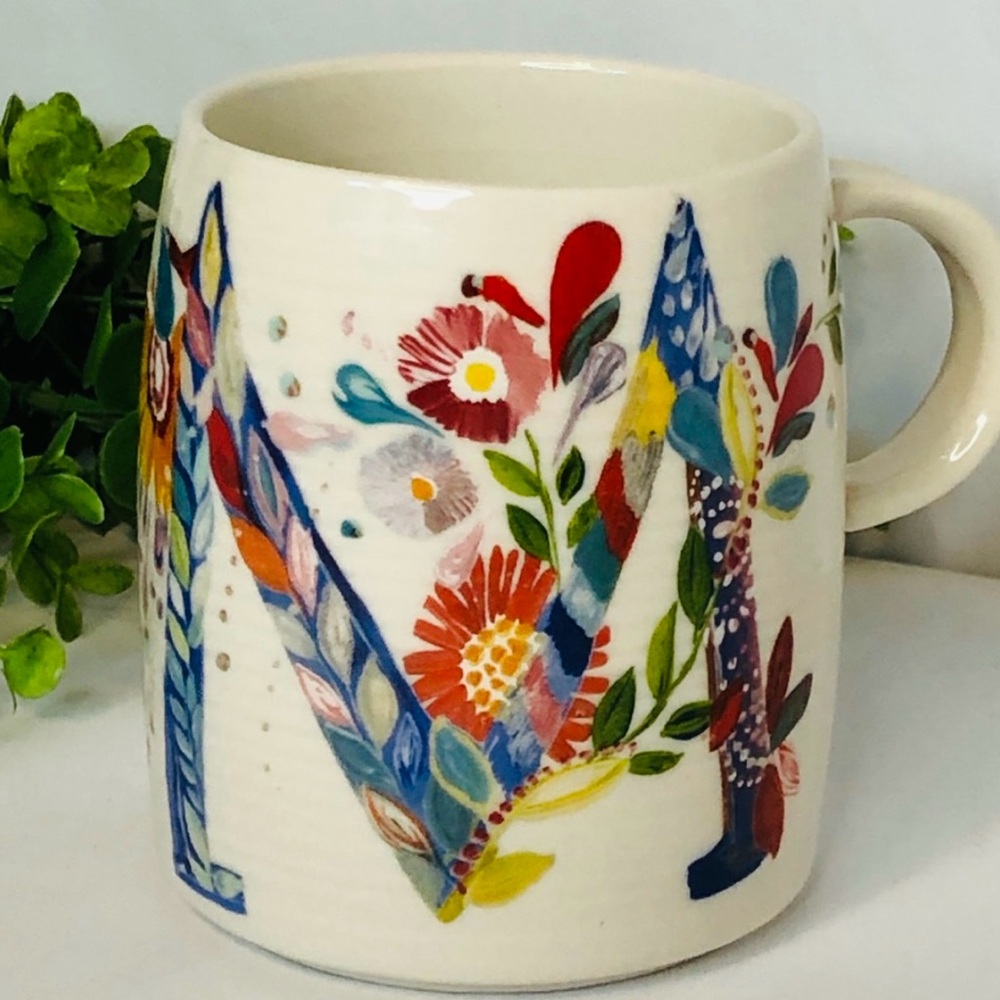 Anthropologie Monogram Letter M Petal Palette Mug by Starla M Halfmann
